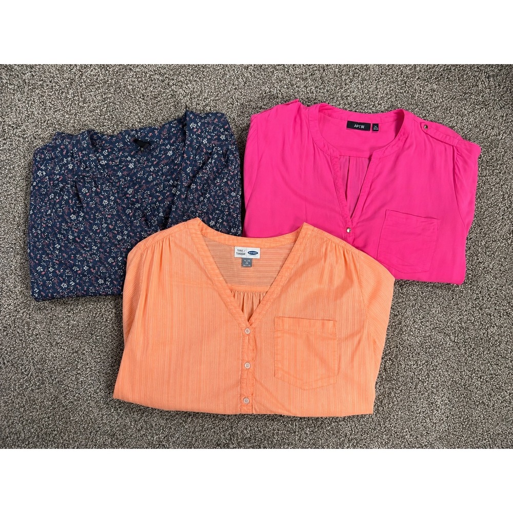 Lot of 3 Women's Tunic Tops XL XXL Old Navy Blouse Bundle Casual Lightweight